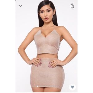 Take The Town Metallic Skirt Set